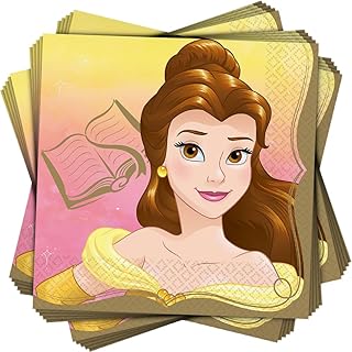 Disney Princess Luncheon Napkins, 6.5" (16-Pack) - Deluxe Party Napkins, Perfect for Themed Parties and Celebrations, Belle
