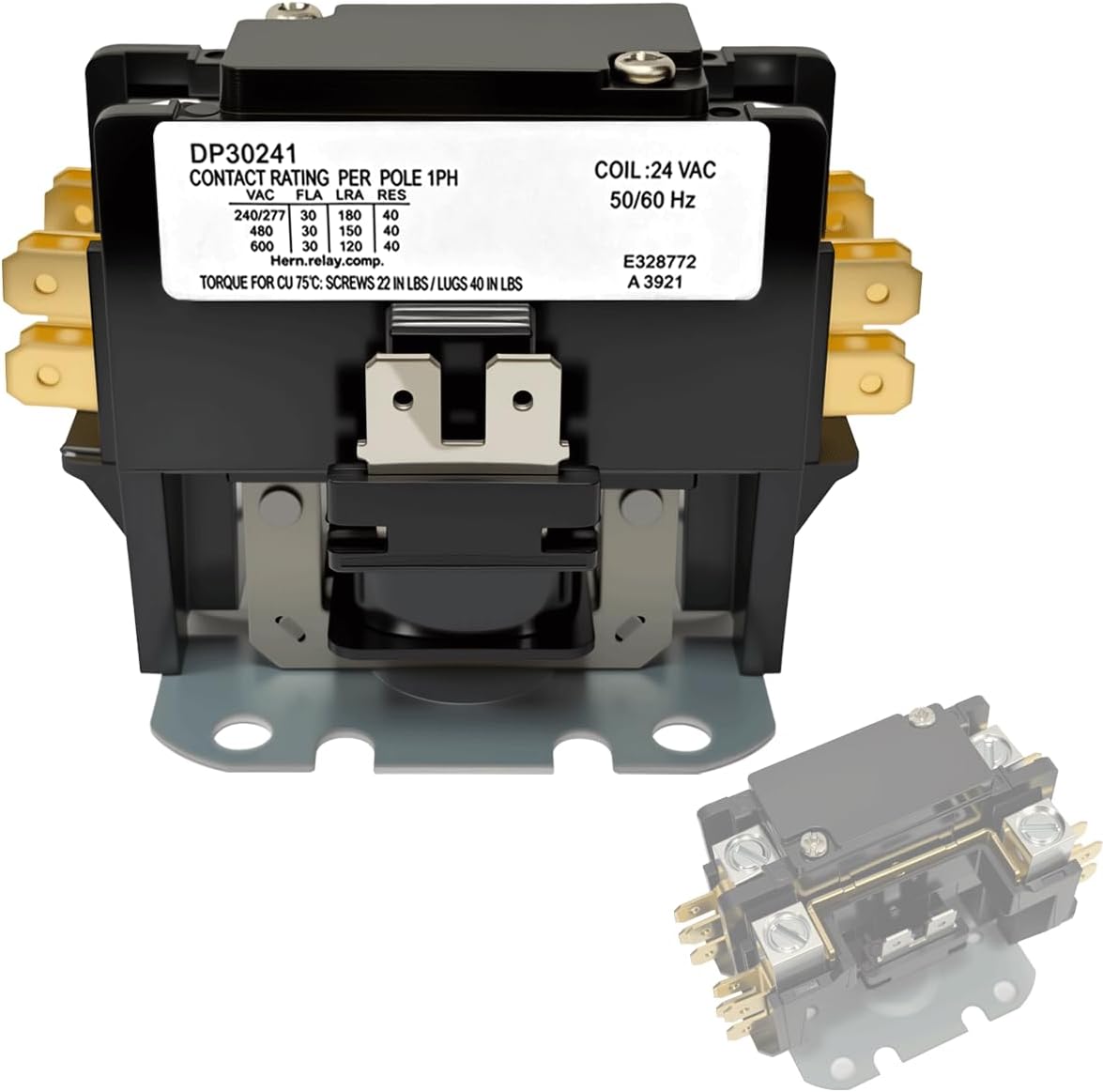 DP30241 A/C Contactor 1.5 Pole 30 Amp 24 Volt for Air Conditioner Heat Pump | 30 FLA 40 RLA 24V 1-1/2 Pole Coil HVAC Contactor 45EG10AJA 4143 C25CNB130T for AC Condenser Compressor Heat Pump Water Heater