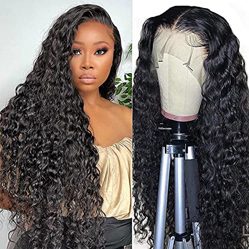 13x4 Water Wave Lace Front Wigs Human Hair Wigs for Black Women Wet and Wavy Human Hair Lace Front Wigs Pre Plucked with Baby Hair 150% Density Brazilian Virgin Glueless Lace Frontal Wigs 26 Inch