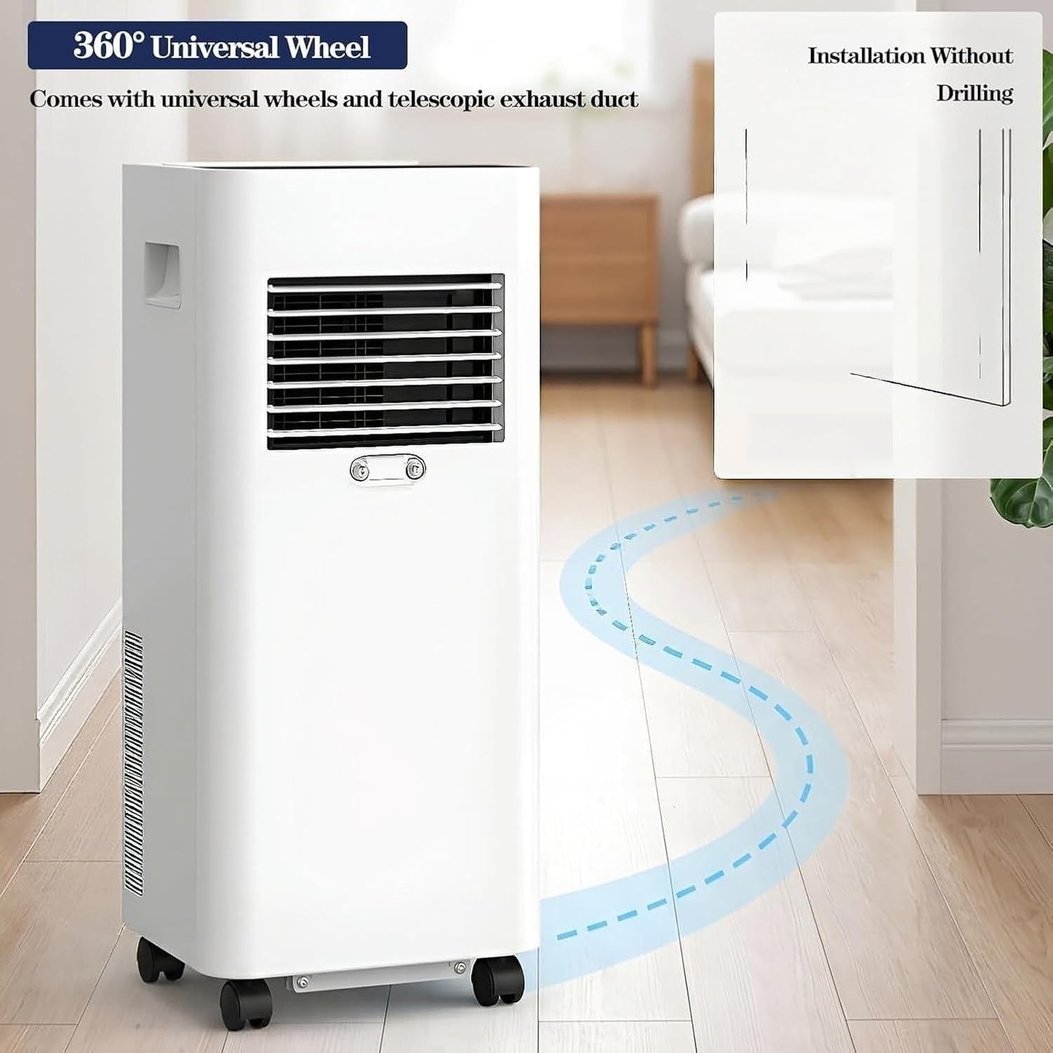 Przenośny klimatyzator 7000 BTU Klimatyzator 3 w 1 do pomieszczeń o powierzchni do 25 m² z wentylatorem osuszającym tryb nocny timer 24 h pilot