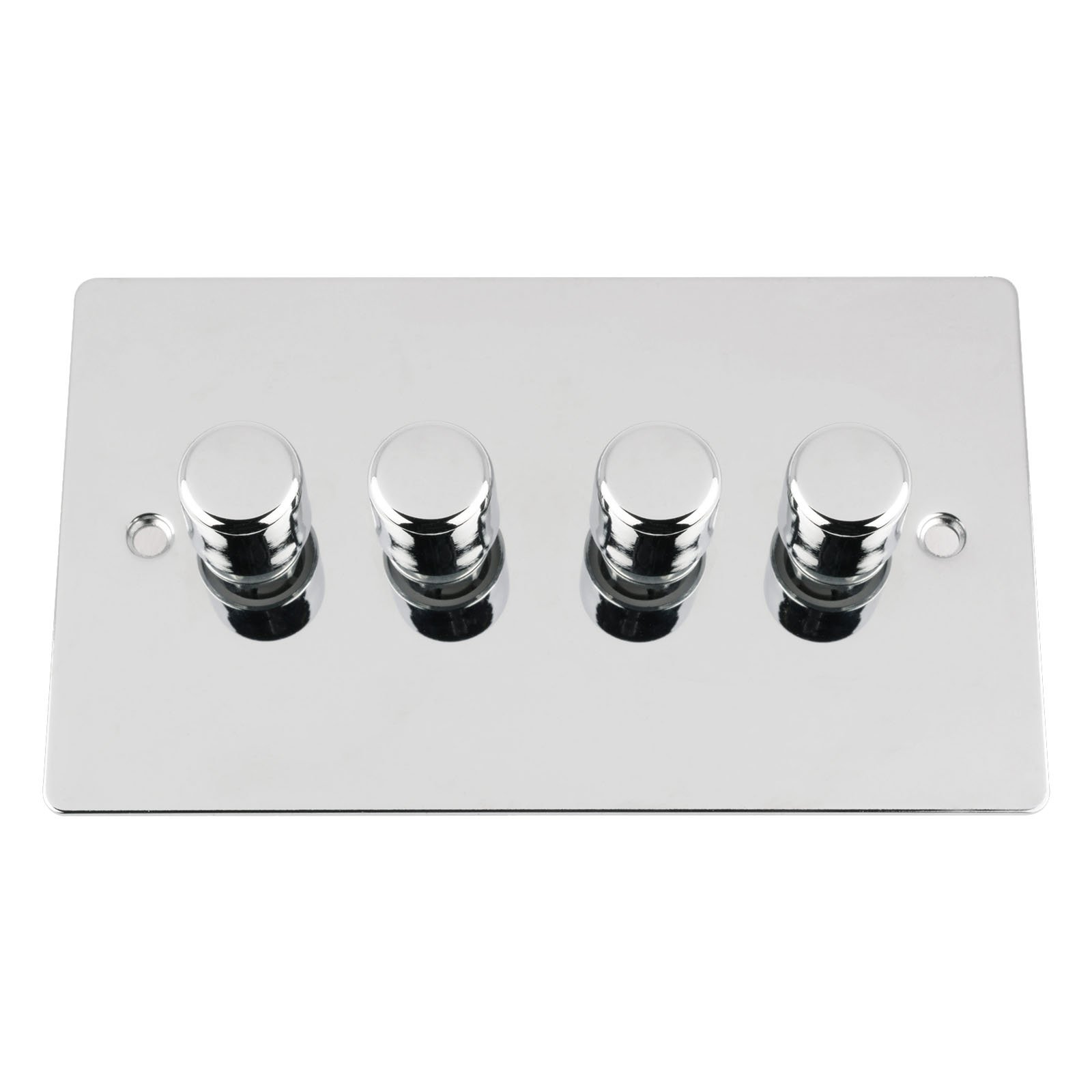 A5 Products Light Dimmer Switch 4 Gang 2Way 10A -Push On Off 400W -Polished Chrome -Flat