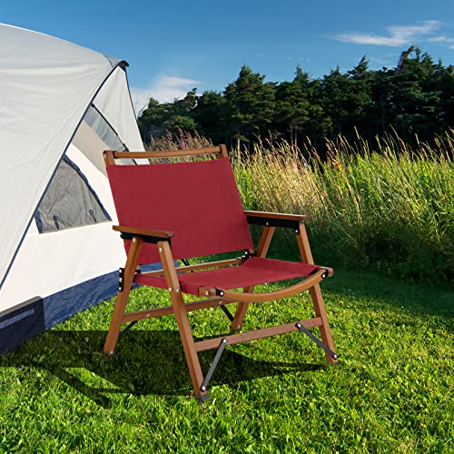 Tangkula Folding Camping Chair, Portable Low Back Beach Chair With Solid Bamboo Frame & 500D Oxford Cloth, Lightweight Outdoor Lawn Chair For Backpacking, Hiking, Fishing, No Assembly Needed (1 Pack) #TOP7