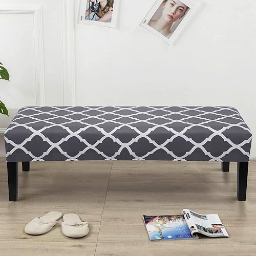Miniatura 7 de SearchI Funda elástica para banco de comedor, lavable y duradera, fundas de asiento rectangulares para comedor, sala de estar, cocina (cuadros