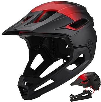 Full Face Helmet, Detachable Shock-Absorbing Full Face Bike Helmet Adjustable Breathable Protective Gear for Adult Mountain Bike Mountain