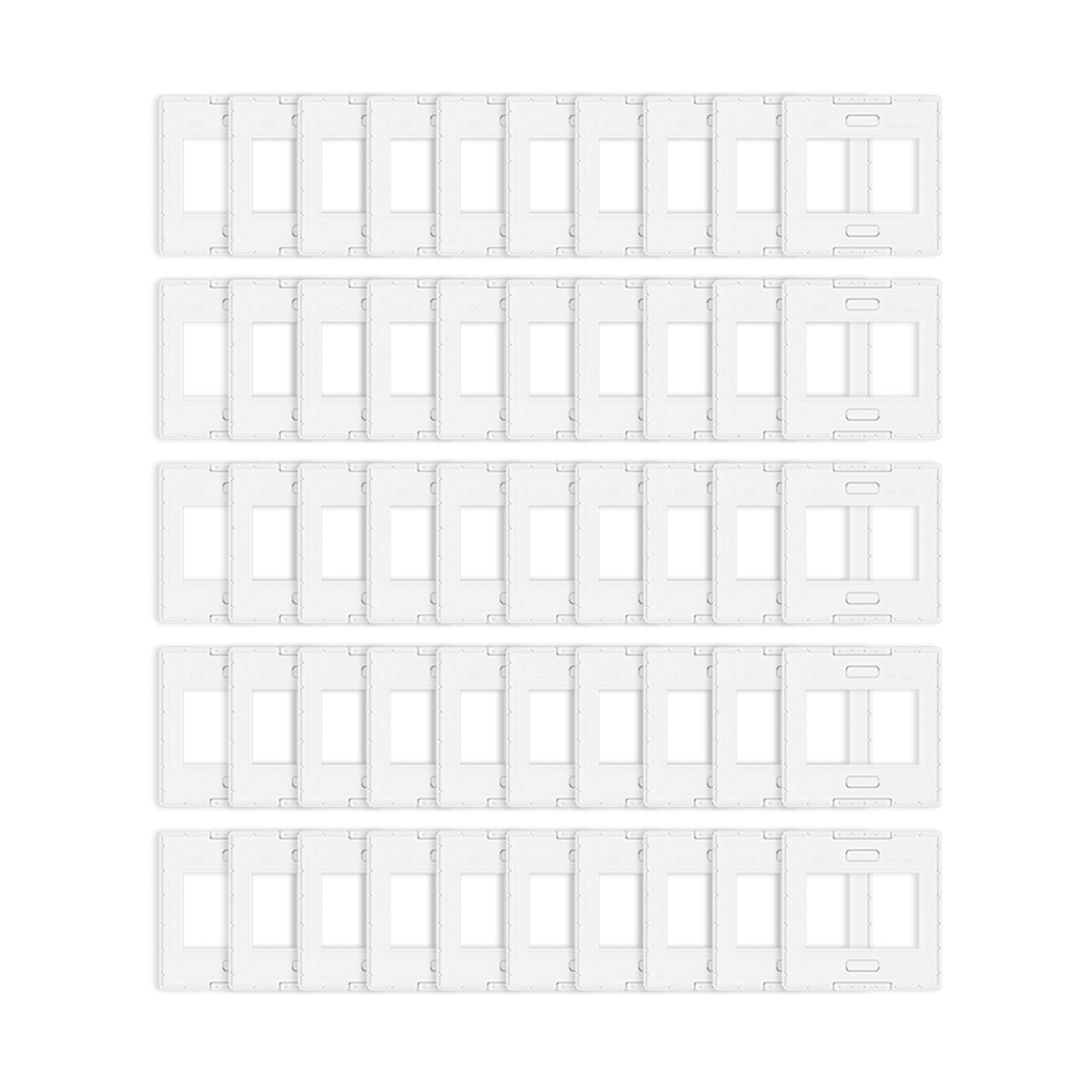 Porte-Diapositives JJC pour Film 35mm, Format 5cm X 5cm en Plastique ABS sans Verre Porte-négatif Photo, 50 Pièces