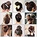 11 Pack Donut Hair Bun Maker Set, 4 Donut Bun Makers + 3 Magic Twist Hairstyle Clips +1 Bag Hair Pin + 6 Grip Hair Pins and 6 Hair Elastic Bands for Women Girls (Brown)