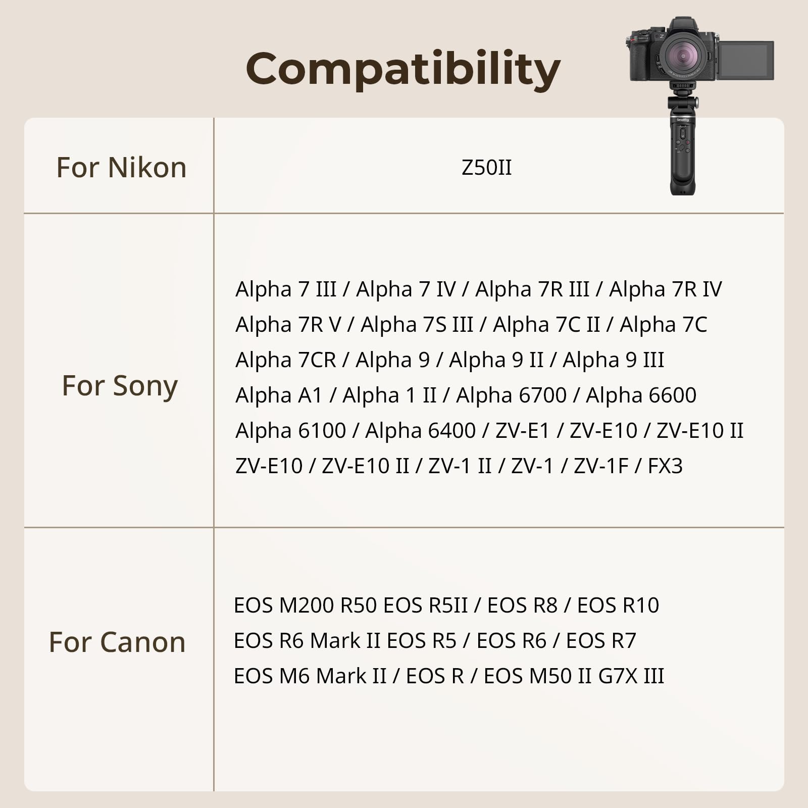 SMALLRIG SR-RG2 Multifunktionaler kabelloser Aufnahmegriff, Verstellbarer Selfie-Stick, ferngesteuerte Kamera, für Nikon, für Canon, für Sony, für Vlogging, Live-Streaming, tägliches Filmen – 4551