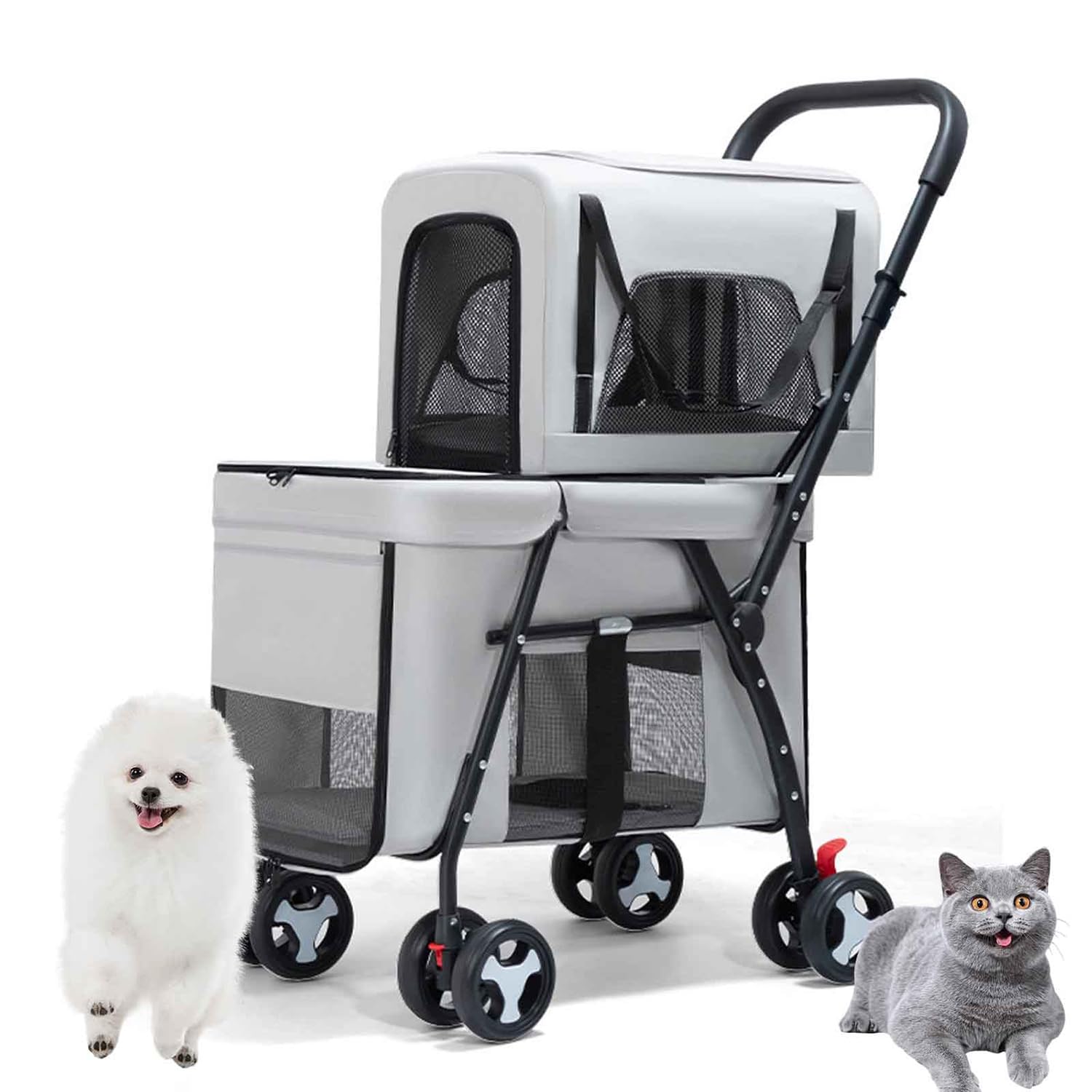 Poussette de jogger pour animaux double couche séparable