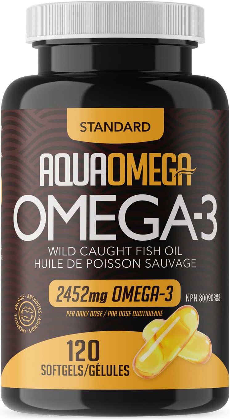 AquaOmega Standard Omega3 Wild Caught Omega 3 Fish Oil Capsules with