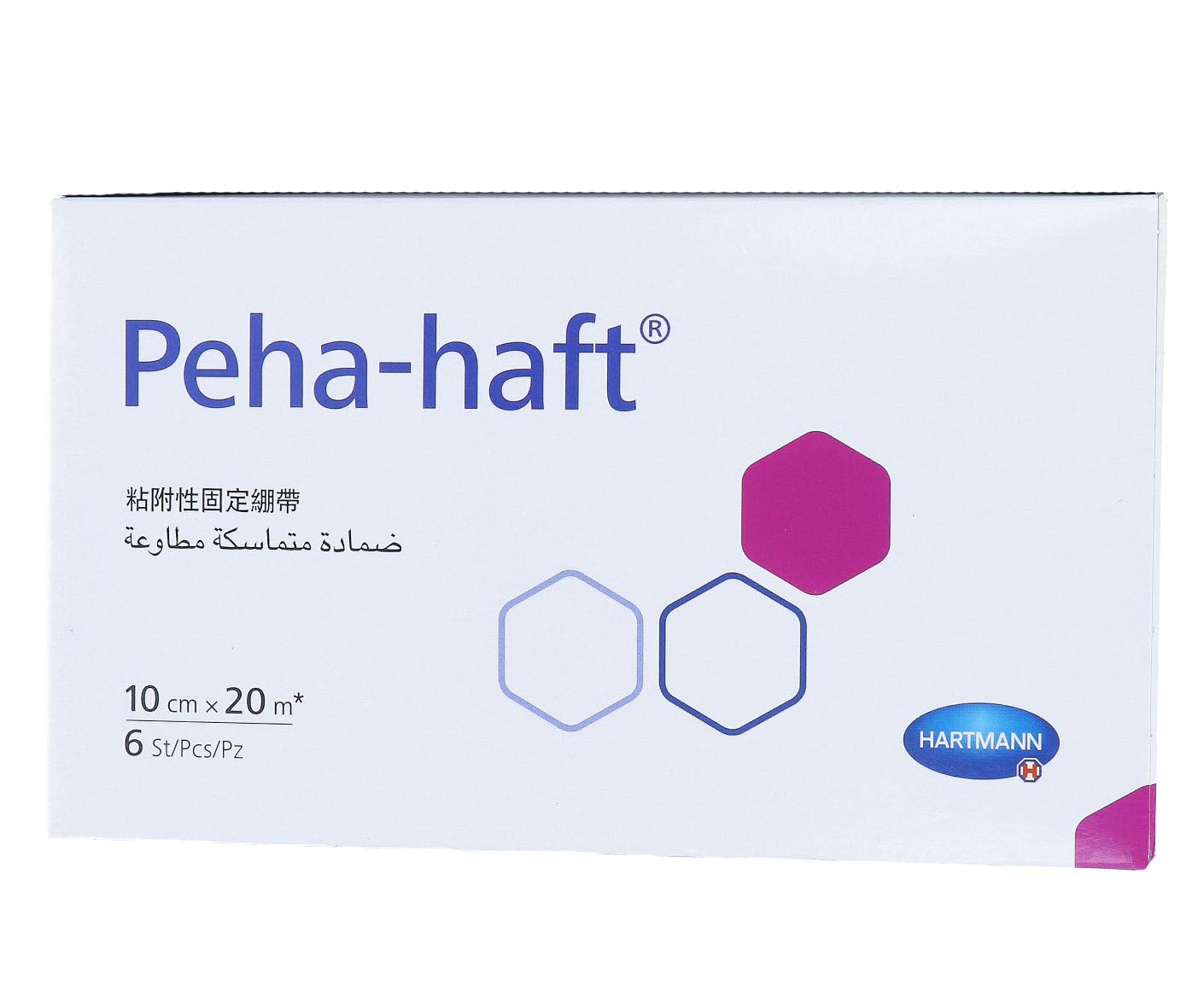 Hartmann Peha Haft - Nastro di fissaggio senza lattice, 20 m x 10 cm, confezione da 6