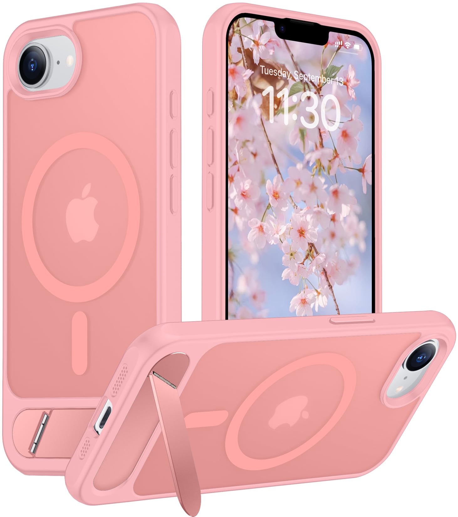 Temdan Magnetic Compatible with iPhone 15 Pro Case, [Built-in Invisible Kickstand][Compatible with MagSafe][Military Grade Shockproof] Slim Translucent Matte Phone Case for iPhone 15 Pro 6.1"