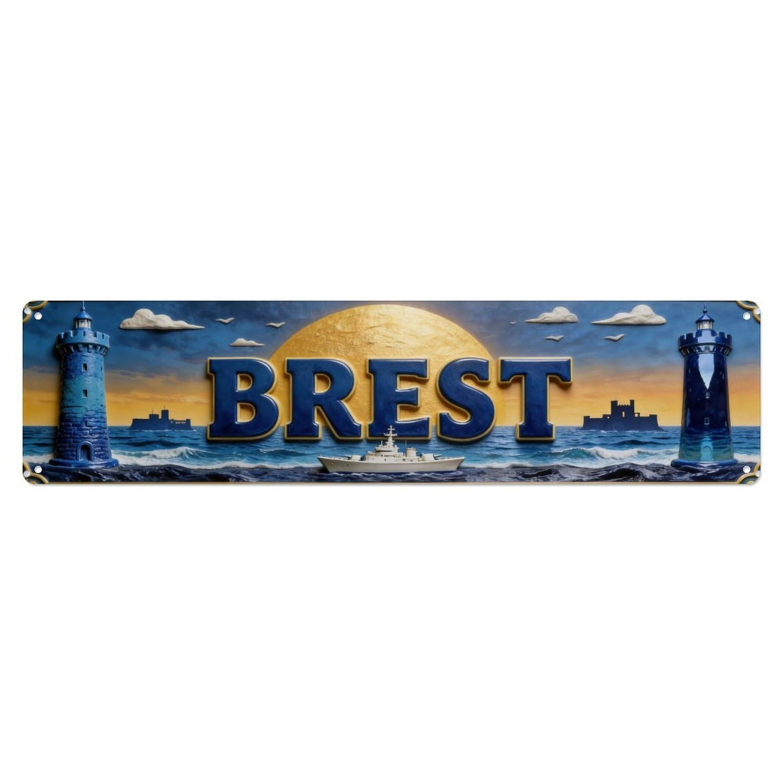 Brest France Vintage Metal Tin Sign