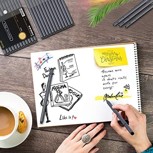 Taotree Journal Planner Pens, 24 Black Fine Point Pens, Ideal for Art, Crafts, Scrapbooks, School, Office, and More | Journaling Planner Adult Coloring Books, Fine Point Markers, Office Supplies Teacher Art Bullet Note Taking Scrapbooking