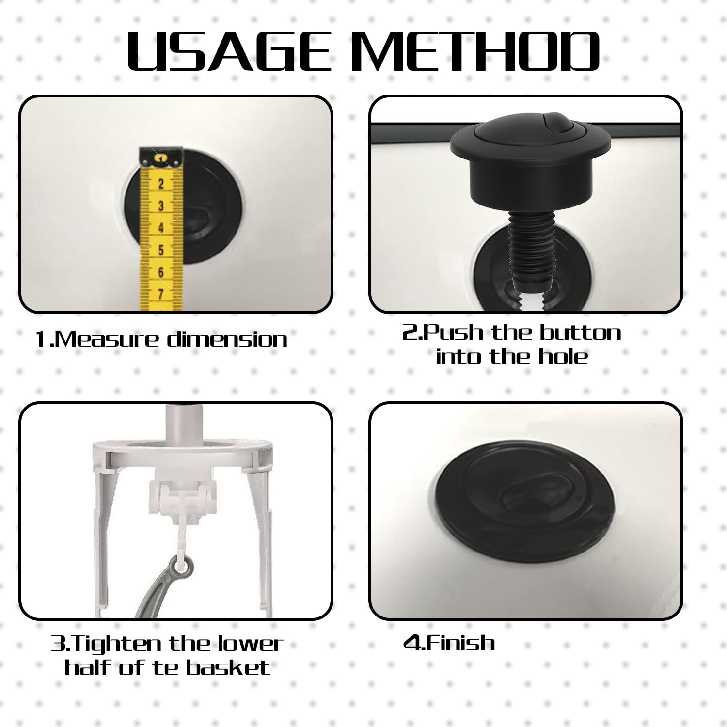 Dual Flush Toilet Push Button, Adjustable Toilet Flusher Button, Toilet Flush Button for Optima 49, 39-42mm (Black) - Image 4
