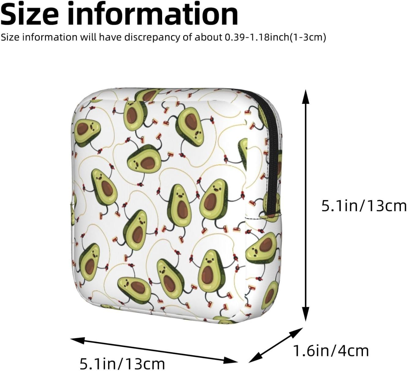 Funny Cartoon Avocados Print Women Period Bag Sanitary Pouch Portable Pad Pouch Tampon Holder Small Zipper Pouch Storage Bag