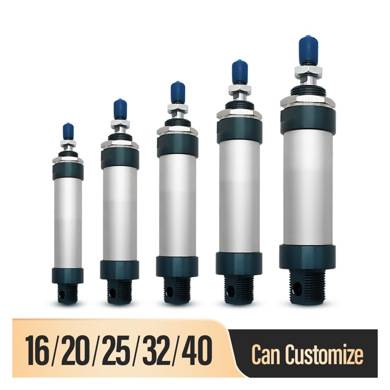 Vérins pneumatiques à air comprimé, Double vérin à air comprimé, Mini alésage 16/20/25/32 mm, Course 40 mm, 25/50/75/100, Levier Simple 200(Bore 20mm)