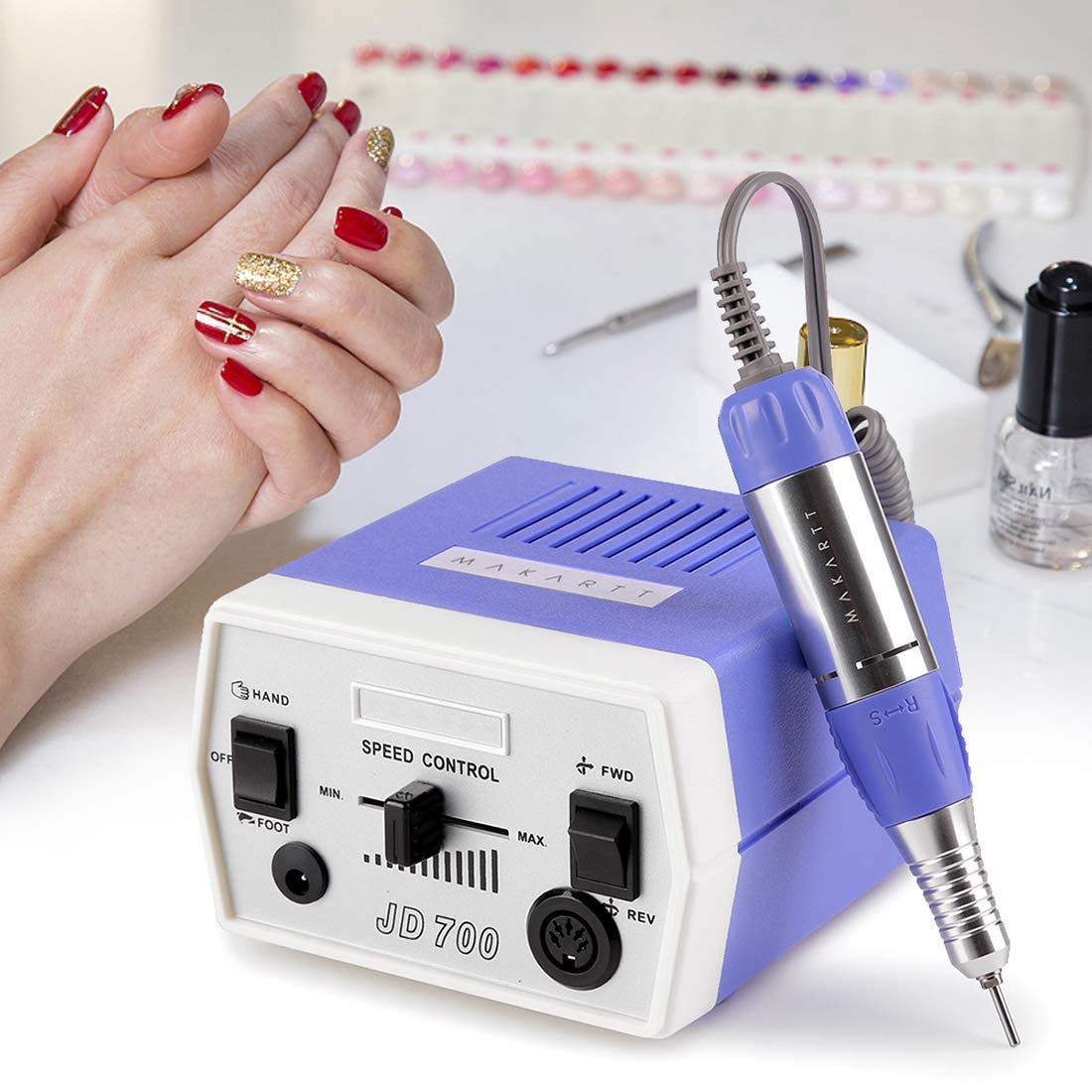Makartt Nail Drill Electric Nail File Machine with Rechargeable Nail Dust Collector Bundle, Professional Manicure Drill for Acrylic Nails Remove, Electric Nail Vacuum Dust Suction Extractor Fan