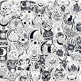 50PCS Boho Astrology Stickers Pack – Black White Witchy Gothic Vinyl Decals for Water Bottles, Laptops, Journals, Scrapbooking, Aesthetic Spiritual Stickers for Teens Adults