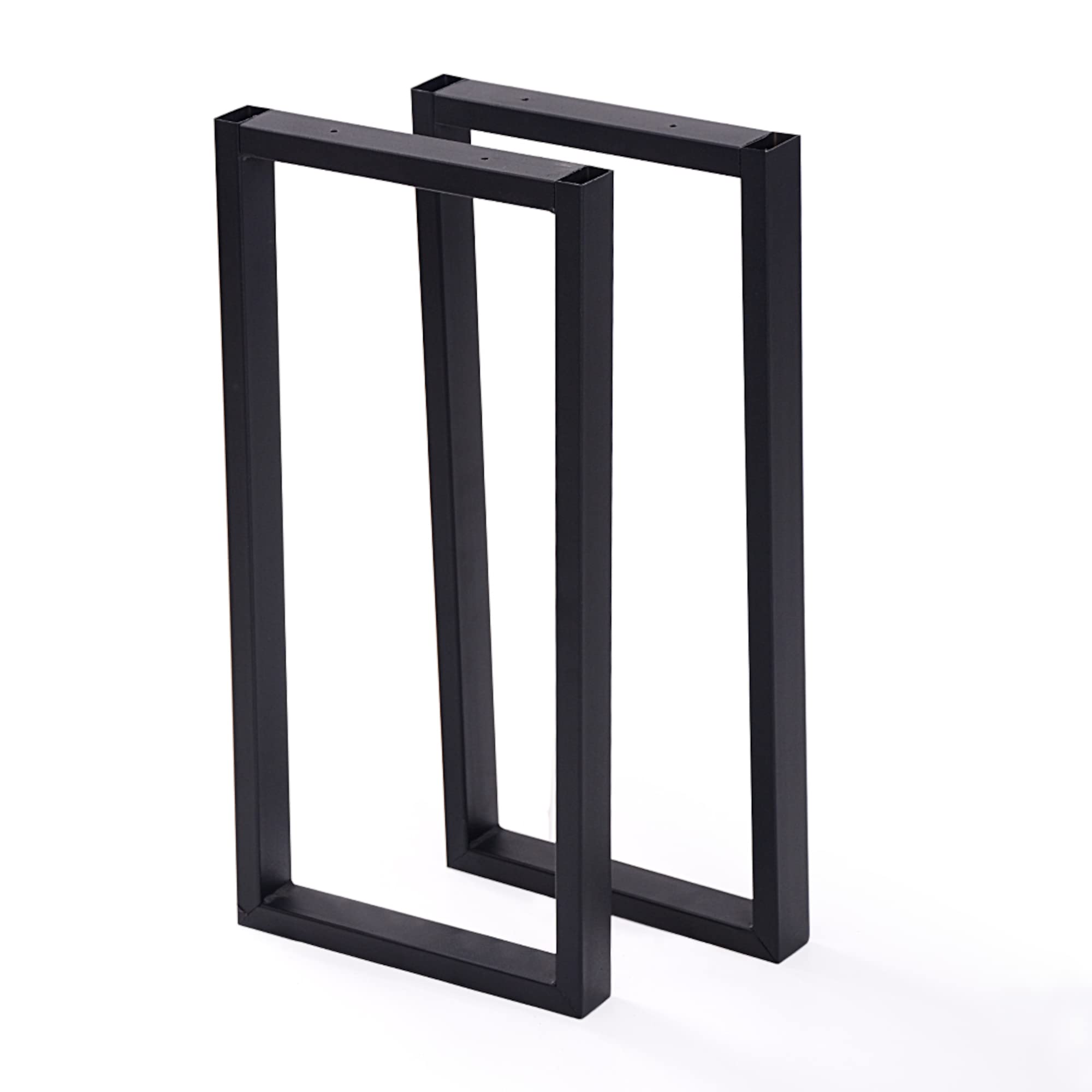 [en.casa] Set di 2 Gambe in Acciaio per Mobili Fai da Te (AxL) 56 x 27 cm Gambe di Forma Rettangolare per Tavolini - Nero Opaco