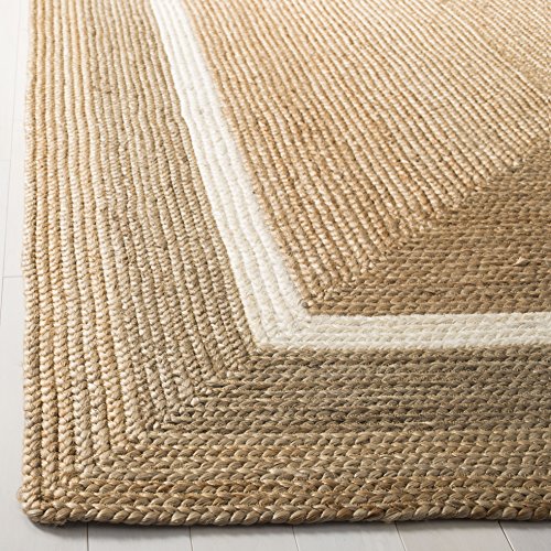 SAFAVIEH Natural Fiber Collection Area Rug - 6' x 9', Natural & Grey & Ivory, Handmade Farmhouse Boho Coastal Rustic Braided Jute, Ideal for High Traffic Areas in Living Room, Bedroom (NF883B) - Image 3