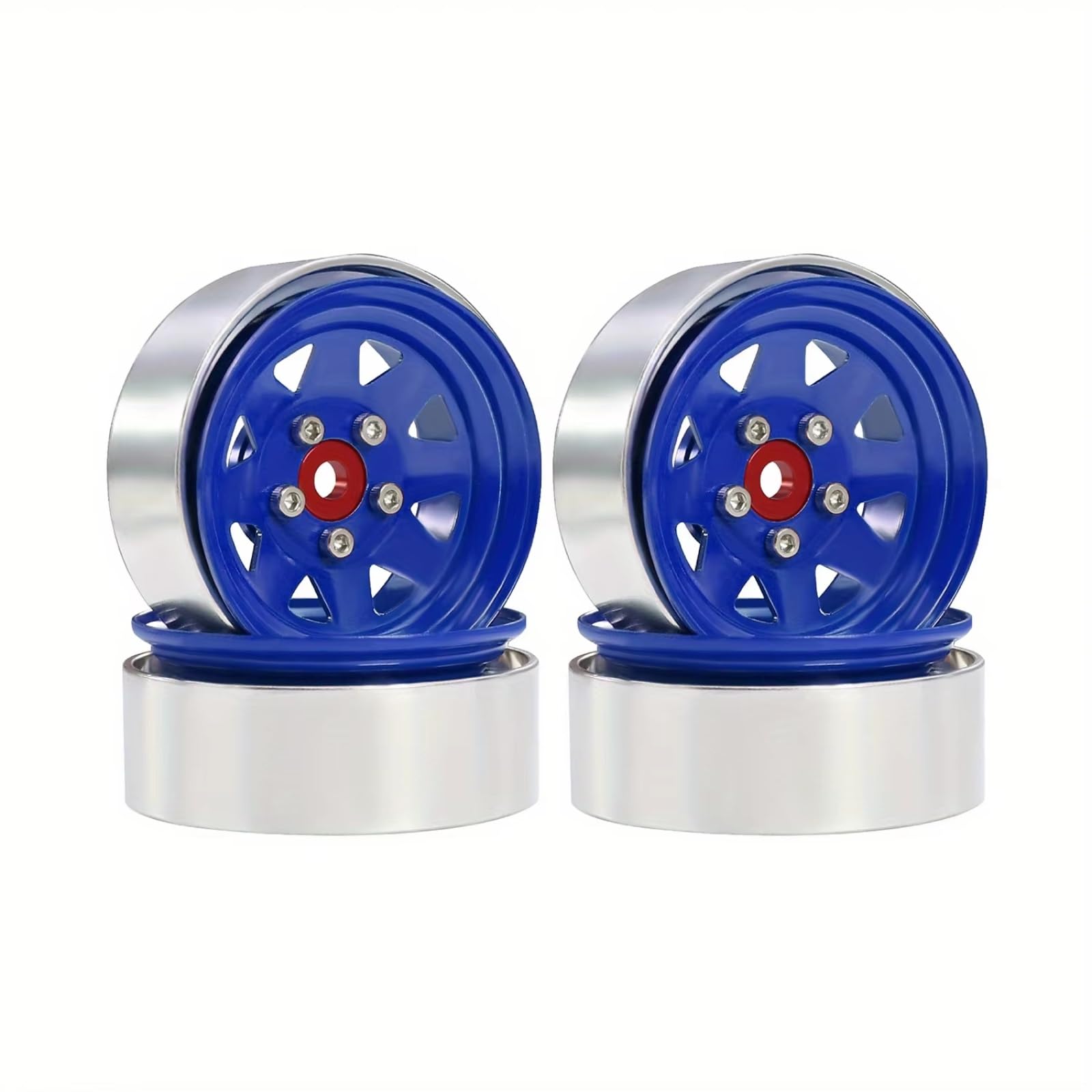RC Beadlock Cerchi Ruota Per Axial Per SCX10 Per Capra Per TRX4 90046 1/10 Cerchio Beadlock In Alluminio Da 1,9" Mozzo In Acciaio Stampato A Piatto Profondo Ricambi Auto RC(Blue)