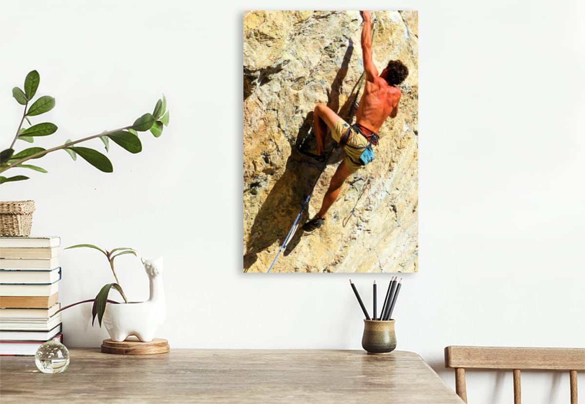 CALVENDO Premium Textil-Leinwand 50 x 75 cm Hochformat Premium Textil-Leinwand 50 cm x 75 cm hoch Kletterer an Steilwand | Wandbild, HD-Bild auf Keilrahmen, Wanddekoration, Kunstdruck von Renate Utz