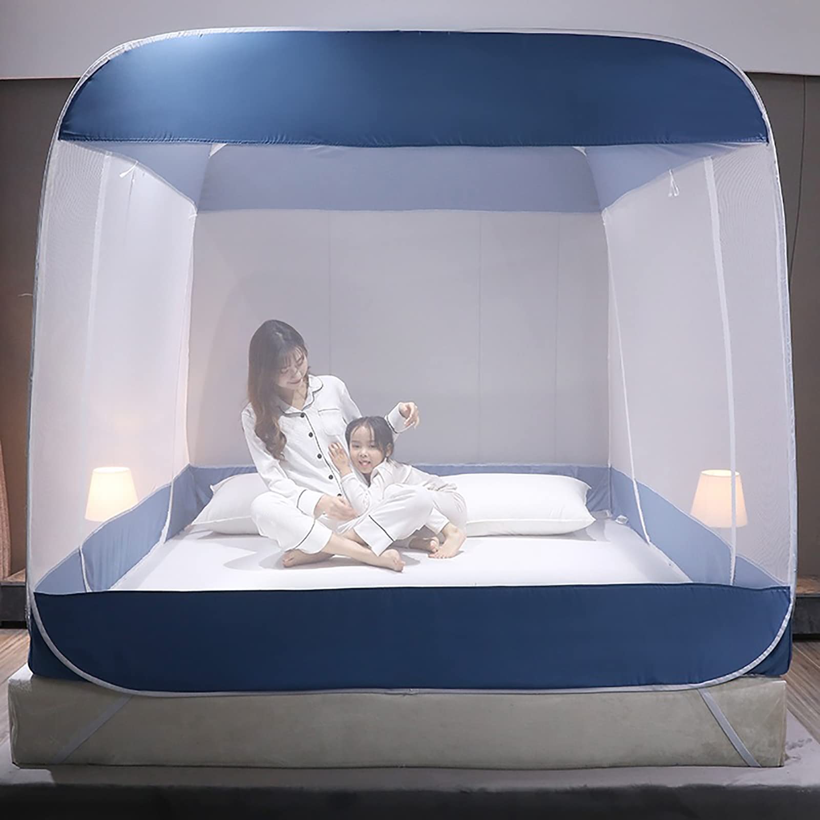 Mosquitera Portátil Plegable, Mosquitera Emergente Diseño De Tres Puertas con Cremallera Carpa Cama Dosel para El Hogar, Viajes Al Aire Libre,Blanco,180x220x165cm