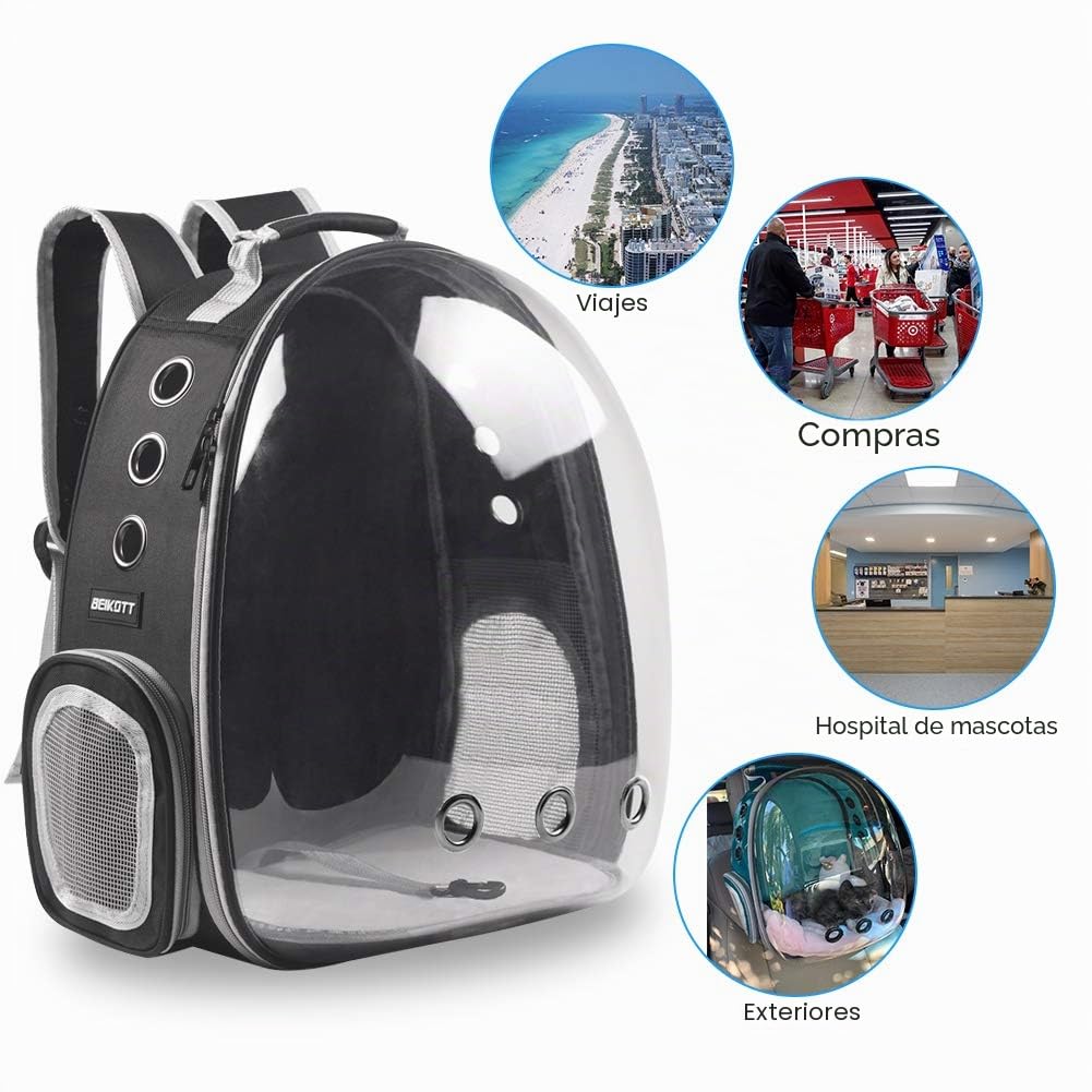 Aukor Mochila para Gatos, Mochila de Burbujas, Mochila Transparente para Mascotas y Gatos, con ventilación, Aprobado por aerolíneas, para Viajes y Mascotas, para Gatos y Perros