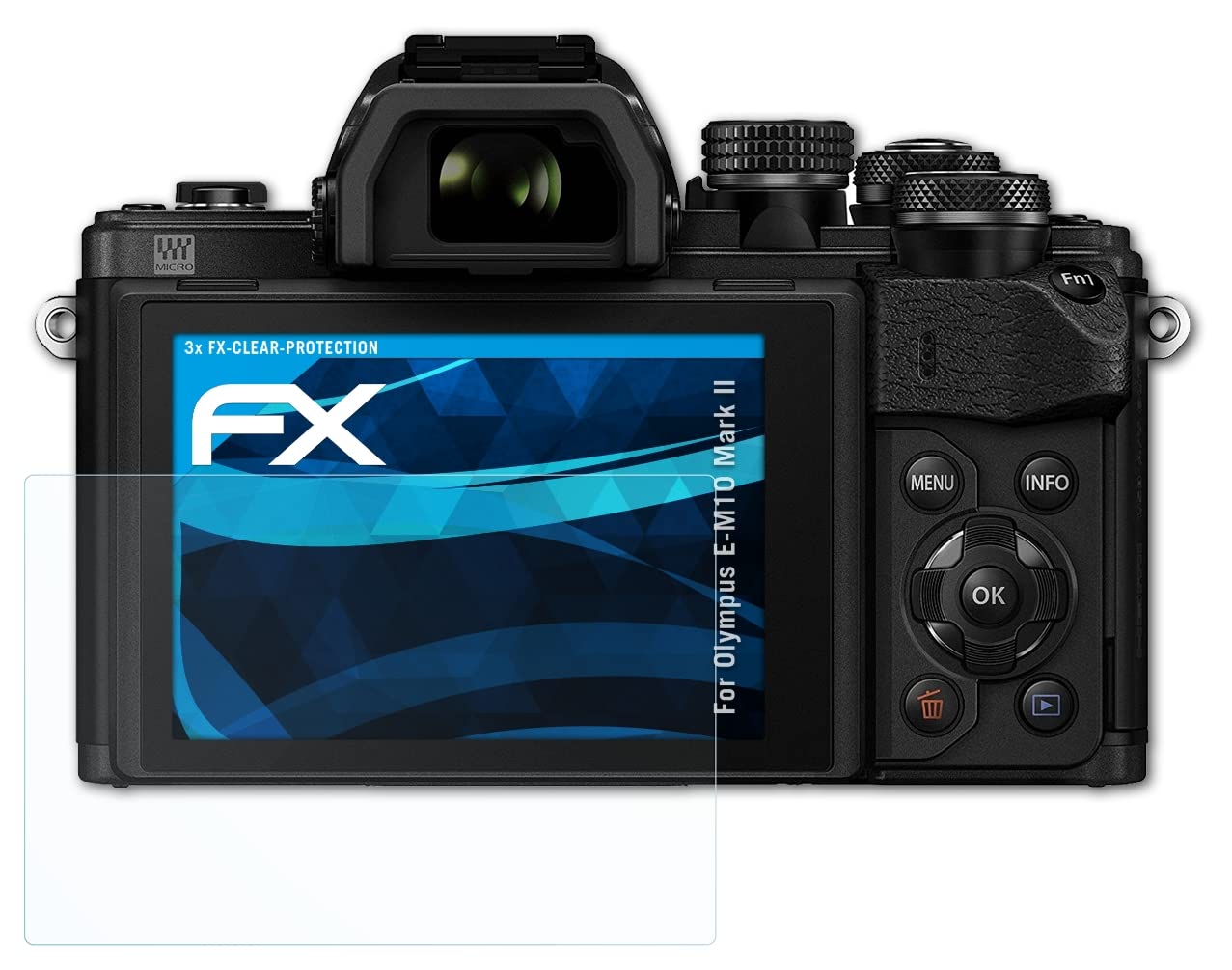 atFoliX Screen Protection Film compatible with Olympus E-M10 Mark II Screen Protector, ultra-clear FX Protective Film (3X)