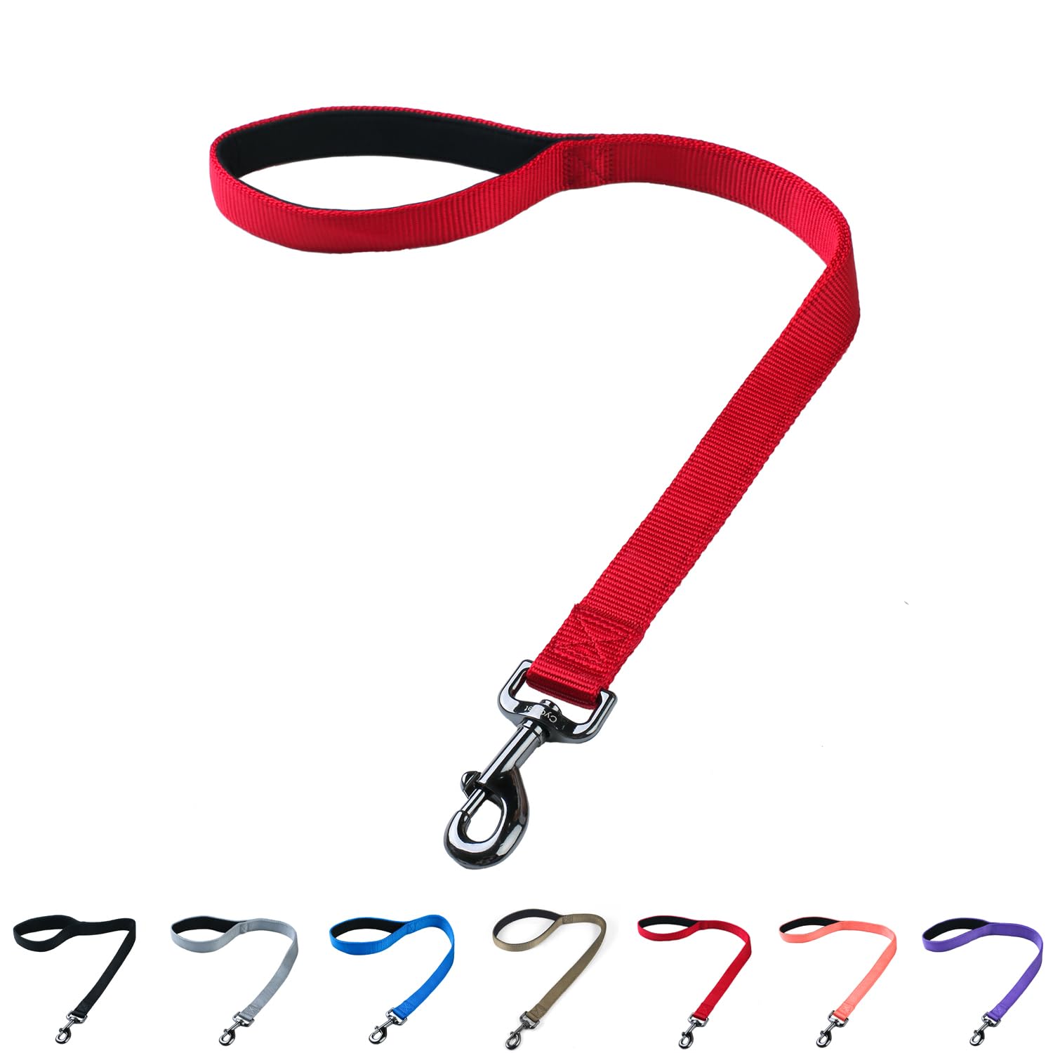 Correa de entrenamiento corto y caminante para perro con nailon resistente y mango acolchado suave (60,9 cm, chili pimienta)