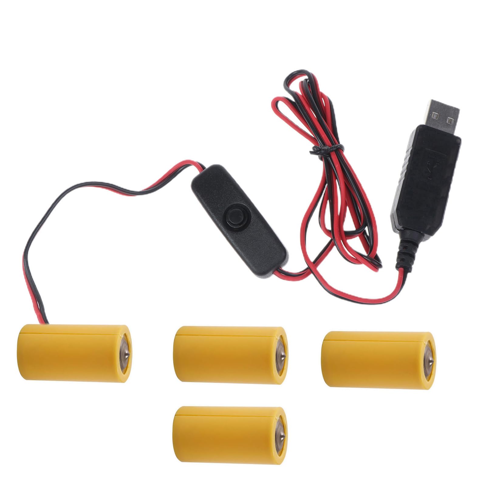 Ljmyy 97cm USB to 6V LR14 C Battery Cable for 4 LR14 C Battery for Toy, Controllers, Water Heater, Torches