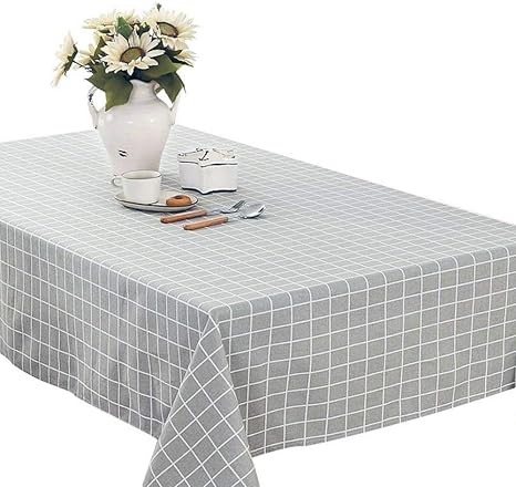 Amazon Shopdp グラフチェック柄 テーブルクロス 北欧 綿麻 吸水 耐熱 長方形 グレー 100 140cm テーブルクロス オンライン通販