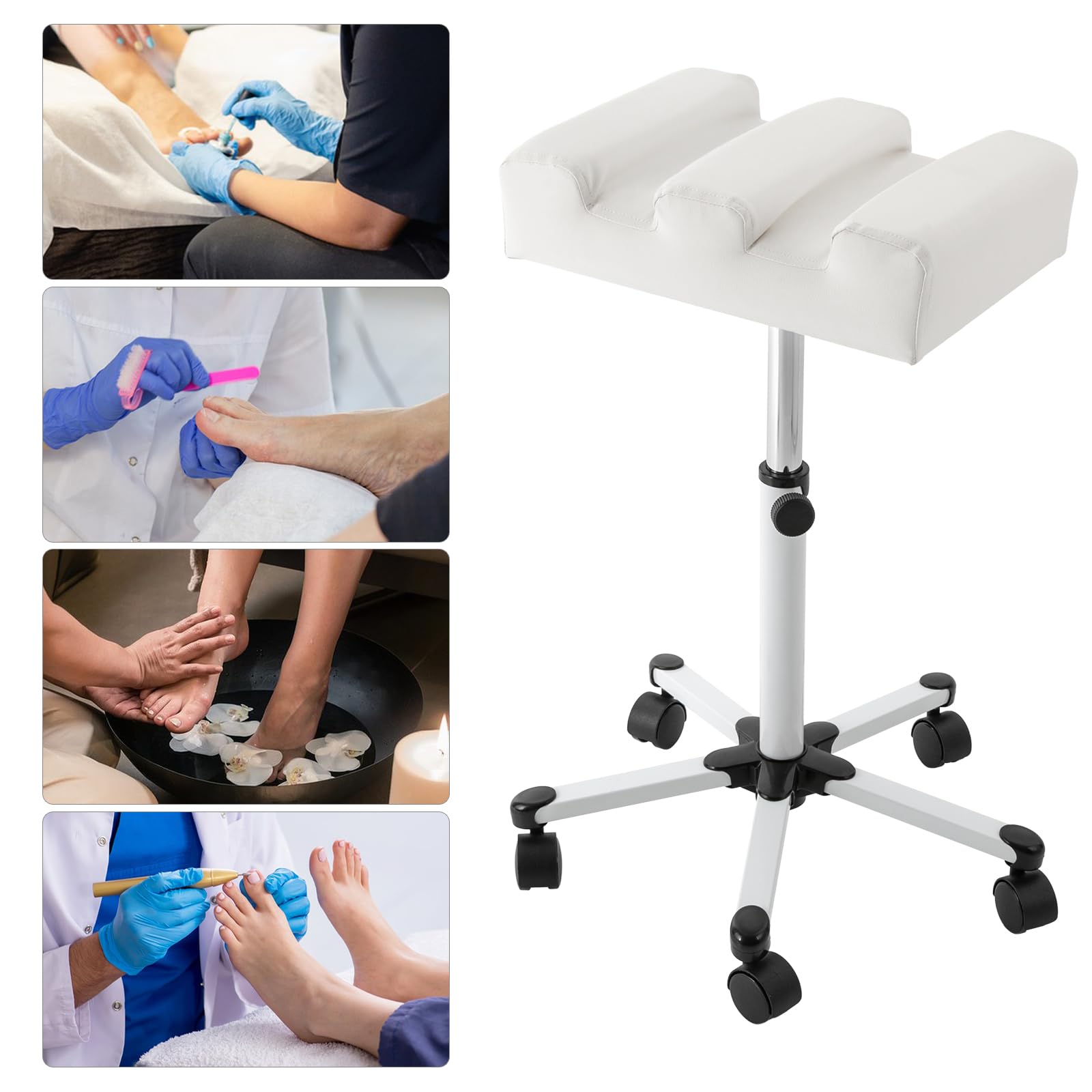 Pediküre-Sessel, verstellbar, Fußstütze, höhenverstellbar 50 – 70 cm, Pediküre-Sessel mit Rädern an beiden Füßen