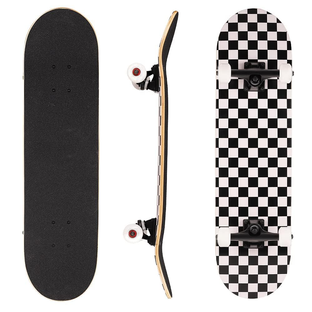 AputueSkateboard - Skateboards for Beginners 80 x 20cm Complete Standard Skateboard for Girls and Boys, 7 Layer Maple Double Kick Concave Skateboard for Kids and Adults