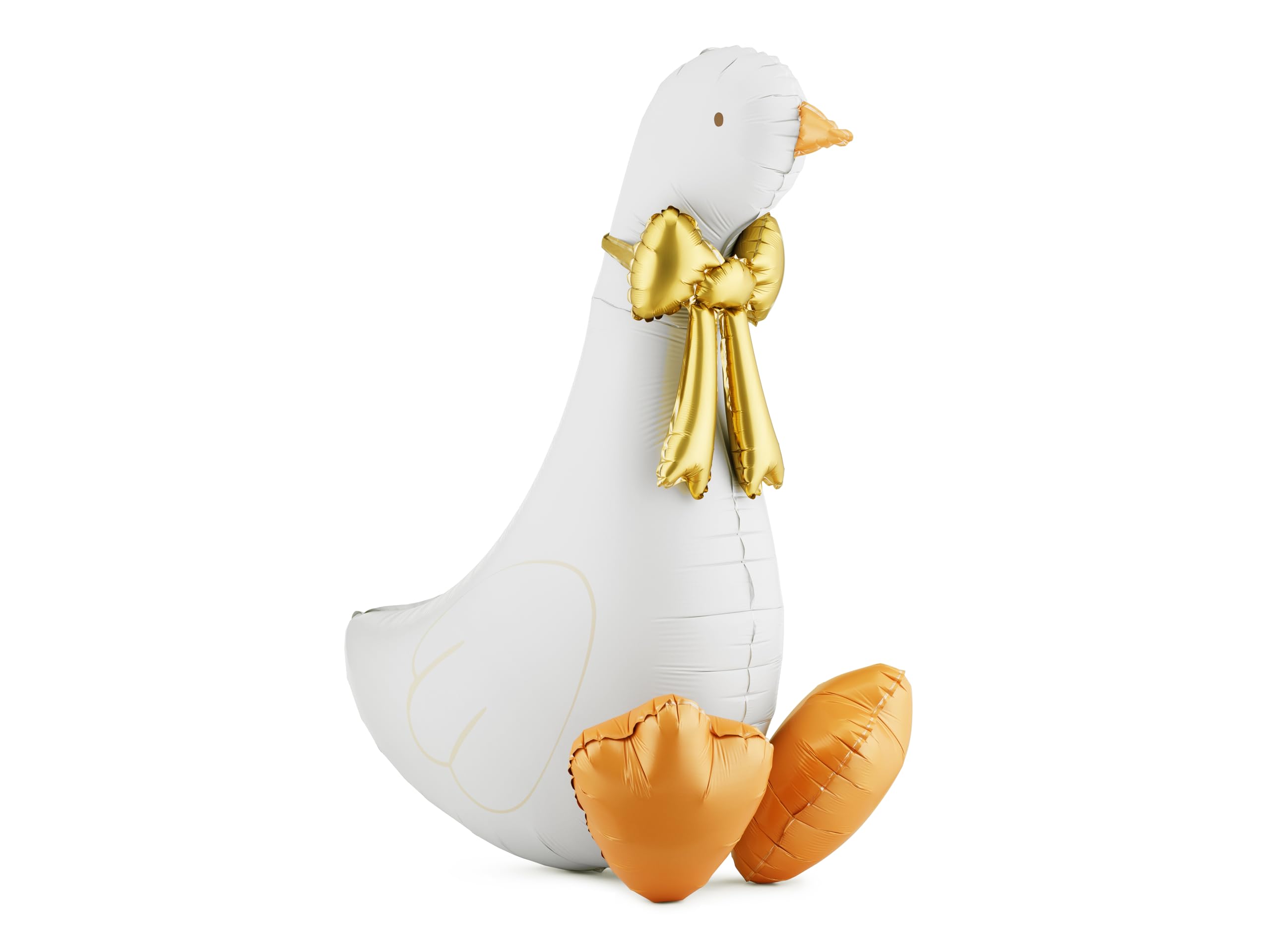 Foil Balloon Goose with Gold Bow, White, 72x91 cm, Air Inflation, Party Decoration