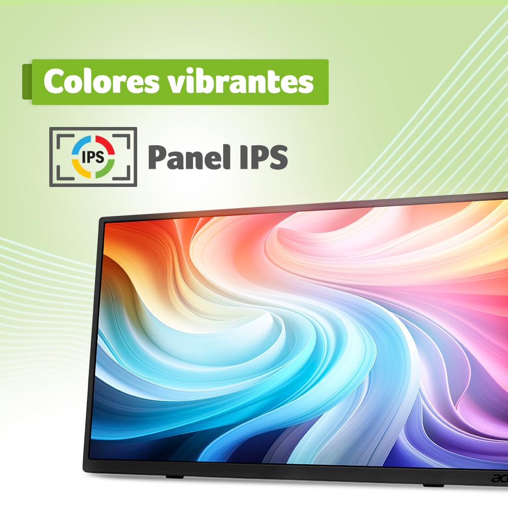 Acer Pantalla portátil | 15.6 Pulgadas FHD IPS Touch | Soporte de sincronización adaptativa (Compatible con FreeSync) | Diseño Delgado | Monitor Externo para computadora portátil PC/Mac | 2 Puertos