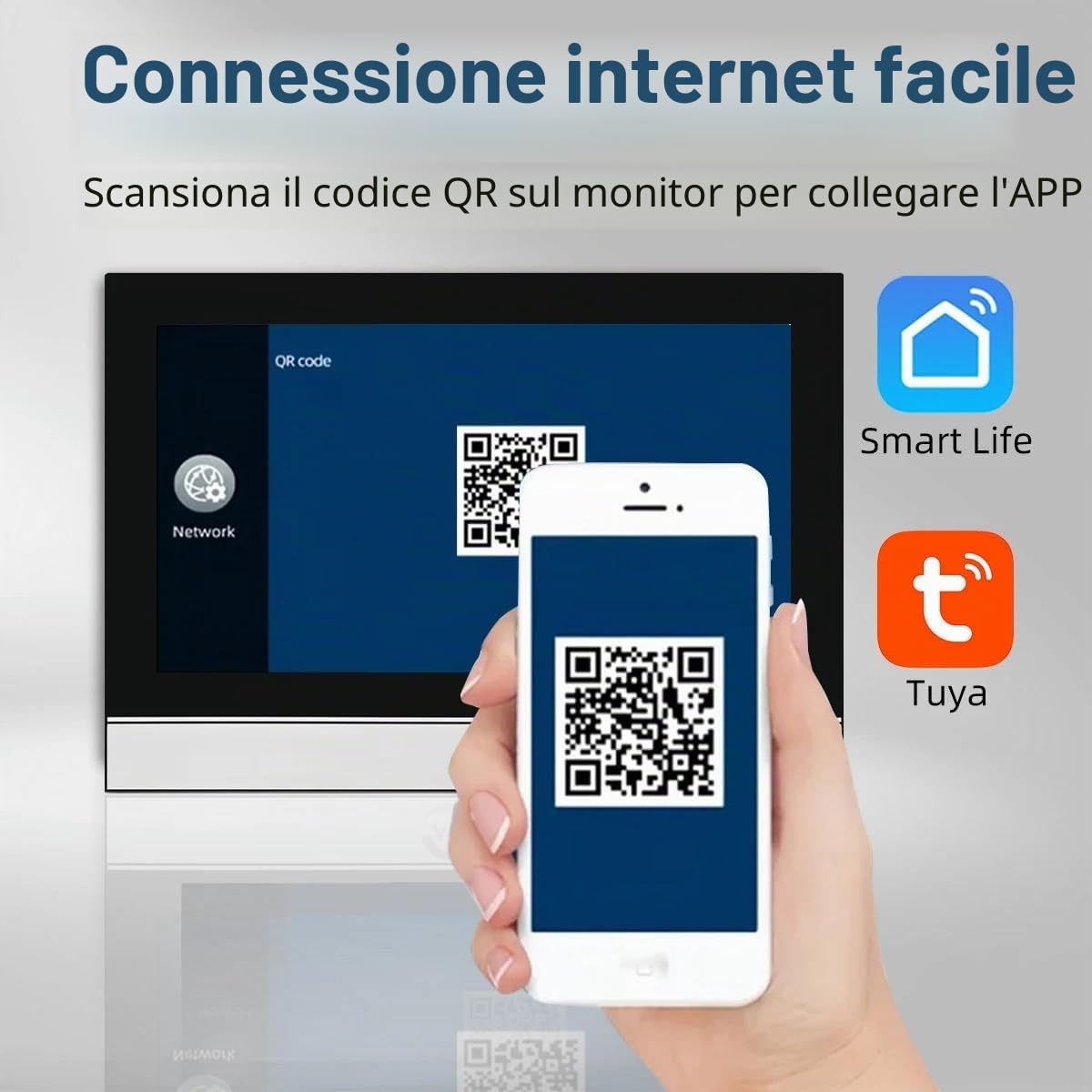 Sistema videocitofonico cablato Tuya WiFi 7 pollici touch screen 1080P campanello intelligente Tuya APP Kit citofono 2 porte sblocco (2 Campanello+2 Monitor)