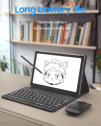 Miniatura 5 de PEICHENG Tablet 10 pulgadas Android 13 Tablet 12GB RAM 128GB ROM, 2 en 1 tabletas con teclado, procesador 2.0GHz, 5GWiFi 6, Bluetooth 5.0, 10 horas