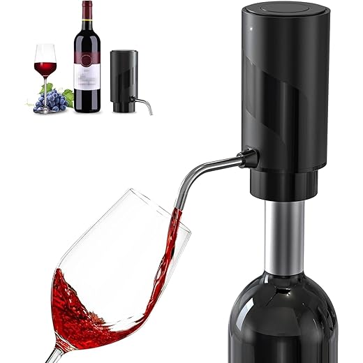 Wine Aerator Electric Wine Decanter Automatic Wine Aerator, Wine Dispenser Wine pourer with USB Rechargeable,Wine Lover for women&Men(Black-ABS)