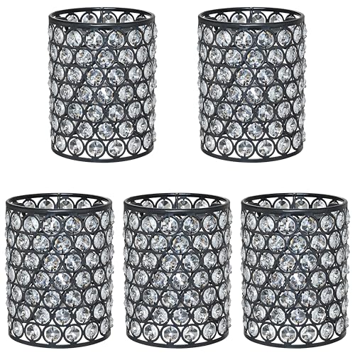 Image of 5 Pack Crystal Replacement Covers Metal Shade Pendant Ceiling Chandelier Wall Sconce Lamp Black Fixture