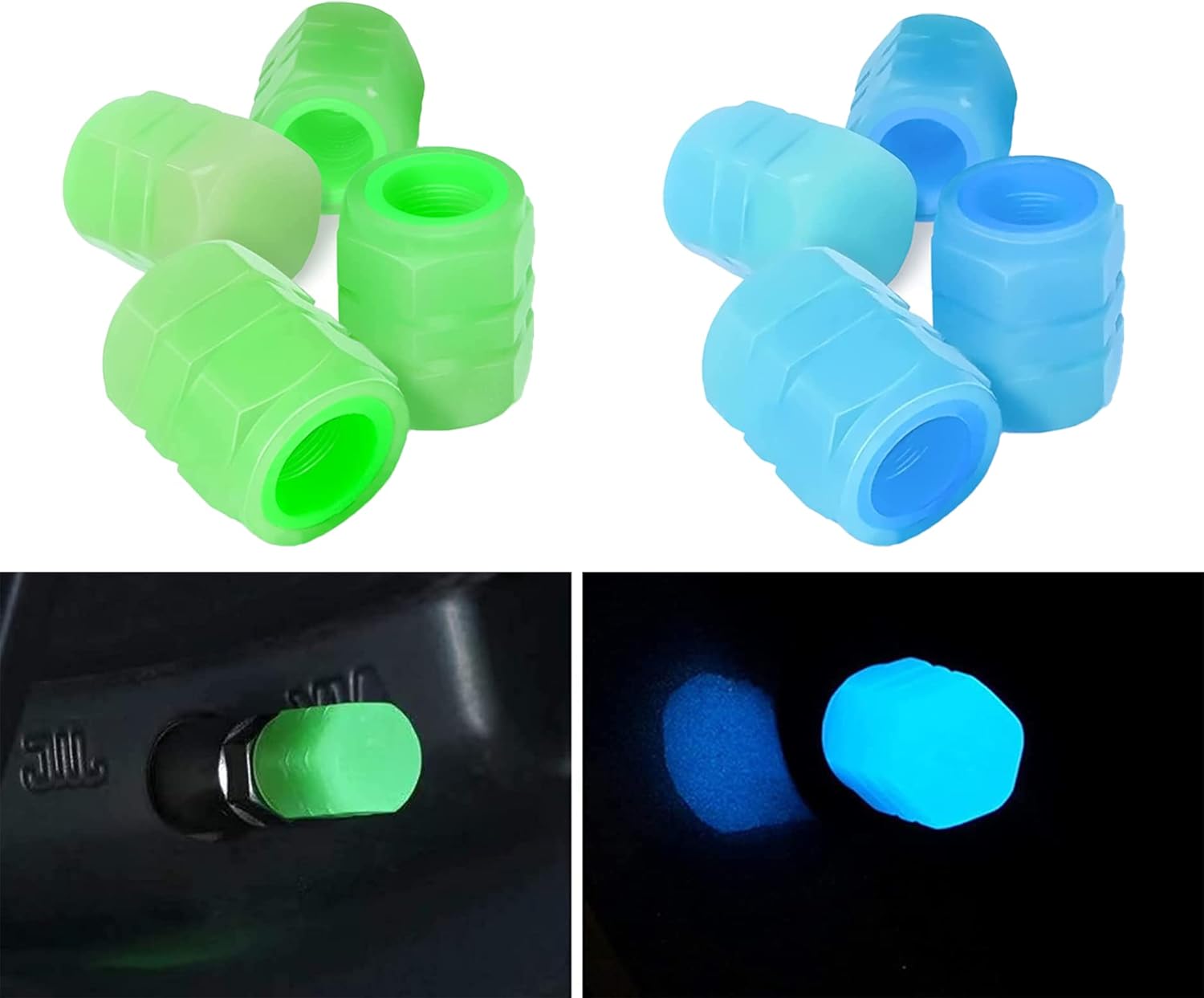 Luminous Tire Valve Stem Caps Glow in The Dark tire caps