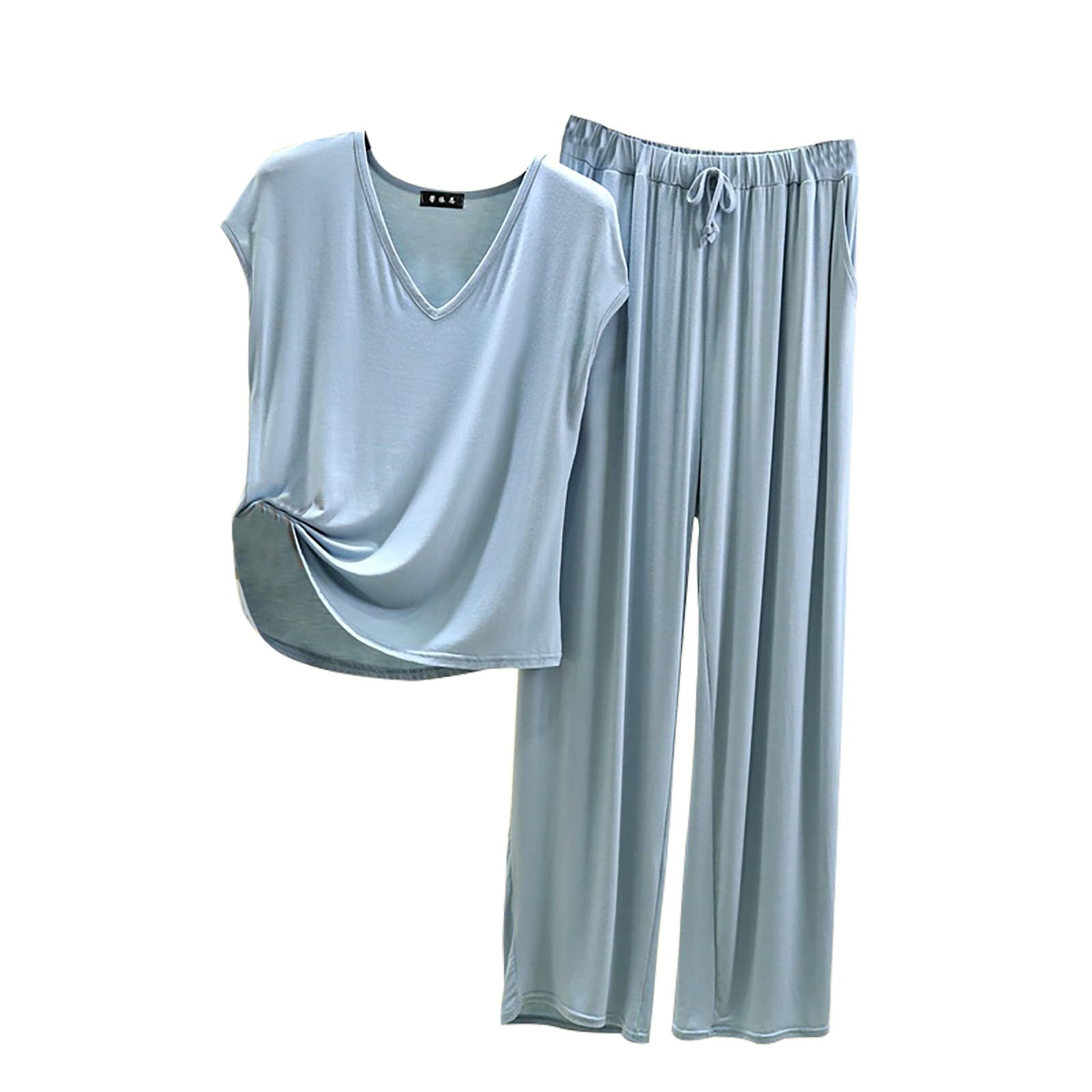 Pijama Mujer Verano Algodón Largo,Conjunto Lencería Satén Mujer Caraco Short