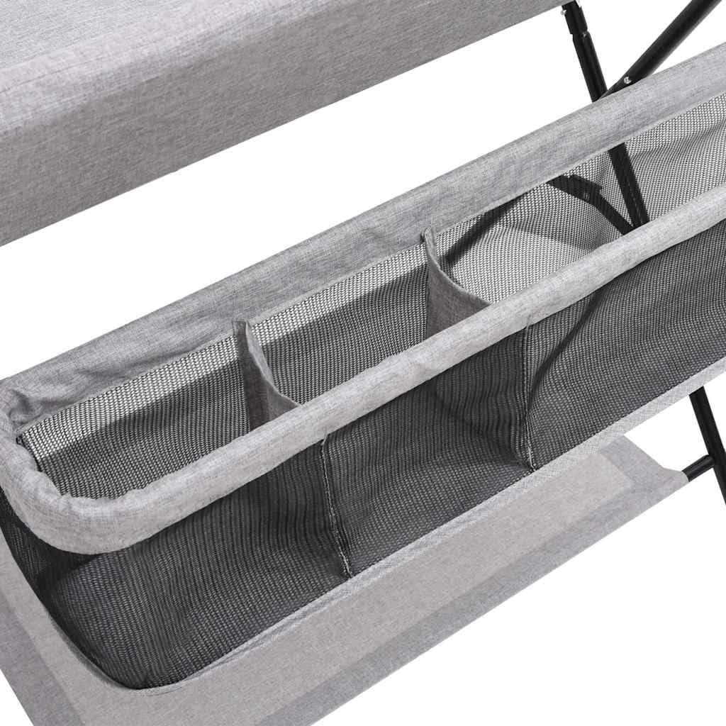 Cambiador gris claro de hierro con cambiador lavable, acolchado antideslizante, plegable con espacio de almacenamiento, funda fácil de limpiar y cuña para el cuidado del bebé en la habitación