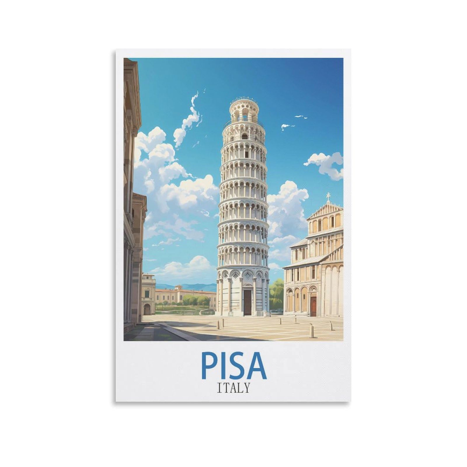 ZBBGGOZ Pisa Italy Vintage Travel Posters 12x18inch(30x45cm) Canvas Wall Posters And Art Picture Print Modern Family Bedroom Decor