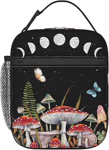 FREEHOTU Bolsa de almuerzo de ciervos de fase lunar, doble aislamiento, a prueba de fugas, bolsa de mano, organizador de almuerzo para trabajo,