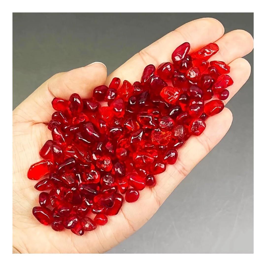 Grava de Vidrio roja 300 g, 3-5 mm, Chips Irregulares, for decoración peceras, Relleno jarrones y Jardines Gemstone Stone