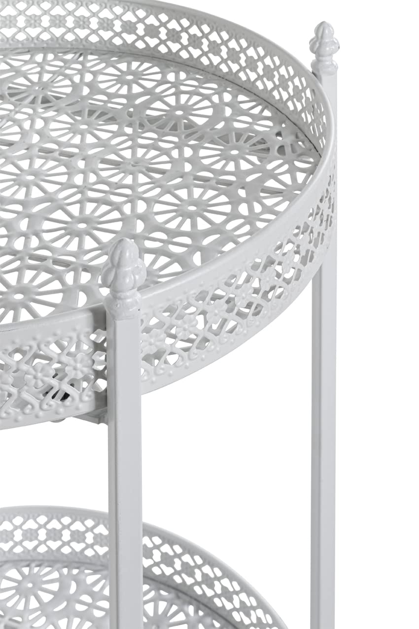 HAKU Carro de Servicio Blanco, Blanco, Metal, Metal - Dim.: AL 74 cm x diámetro 45 cm, Estilo: Muebles Costeros