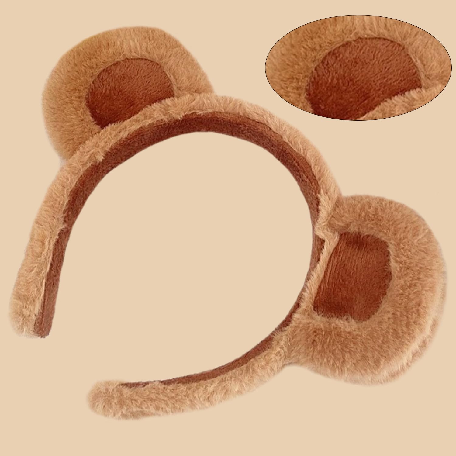 HIXNUG 3Pcs Bear Ears Headband Brown Plush Animal Hair Hoops Cute Alice Headband Animal Party Costume Accessories - Image 3