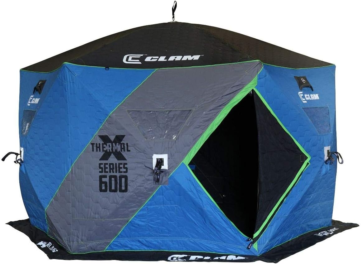 CLAM 14470 X600 Portable 7 Person 11.5 Foot Pop Up Ice Fishing Angler