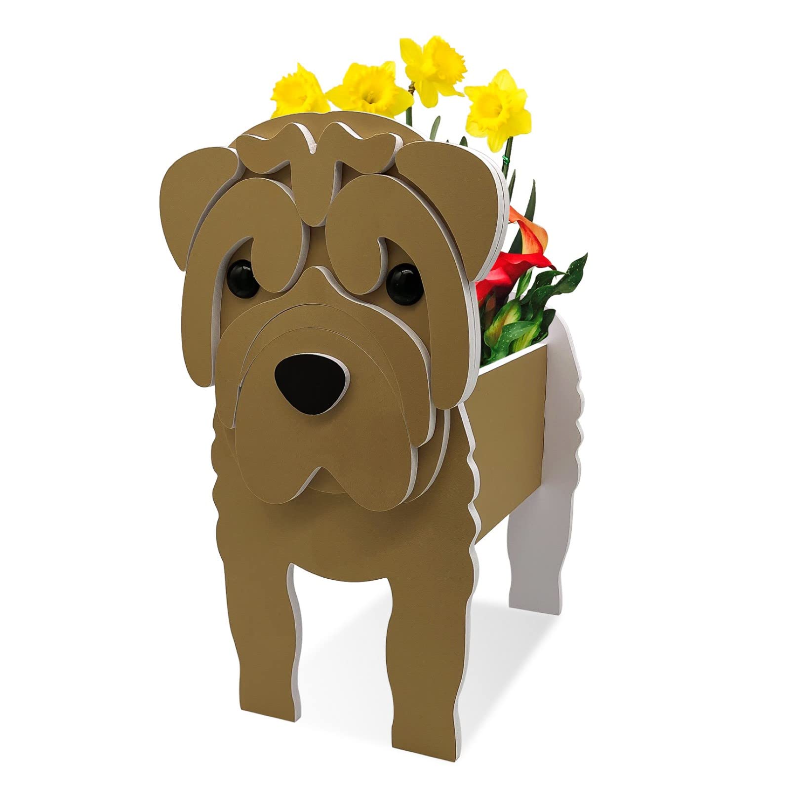 TTiiLoe Cute Dog Planter, Sharpei Plant Pots, PVC Herb Garden Flower Pots, Dog Cartoon Shaped Plant Container Holder, Gifts for Pet Lovers, 43x25cm/16.92x9.84in